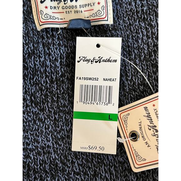 Flag & Anthem Button Mock Neck Sweater in Navy Heather Size Large - Picture 10 of 12